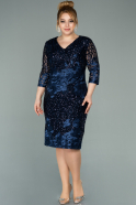 Короткое Чешуйчатое Вечернее Платье Темно-синий ABK1284