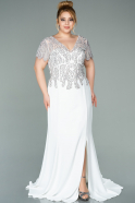 Длинное Свободное Вечернее Платье Белый ABU2211