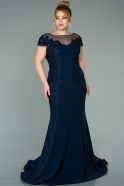 Большое Длинное Кружевное Платье Темно-синий ABU2214