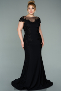 Большое Длинное Кружевное Платье Черный ABU2214