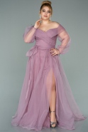 Длинное Свободное Вечернее Платье Пыльно-розовый ABU1535