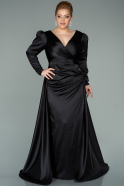 Большое Атласное Платье Черный ABU2167