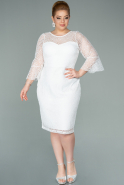 Большое Короткое Кружевное Платье Белый ABK1274