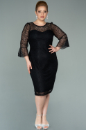 Большое Короткое Кружевное Платье Черный ABK1274