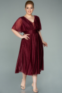 Миди Вечернее Платье Большого Размера Бордовый ABK1471