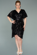 Короткое Чешуйчатое Вечернее Платье Черный ABK1275