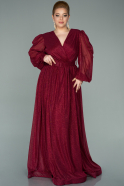 Длинное Свободное Вечернее Платье Бордовый ABU2215