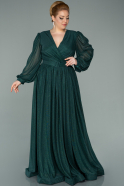 Длинное Свободное Вечернее Платье Изумрудно-зеленый ABU2215