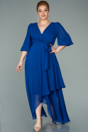 Миди Шифоновое Платье Большого Размера Ярко-синий ABK1083