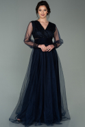Длинное Вечернее Платье Темно-синий ABU1549