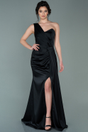 Атласное Платье Русалка Для Вечера Черный ABU2221