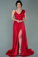 Длинное Атласное Вечернее Платье красный ABU2226