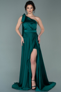 Длинное Атласное Платье Для Помолвки Изумрудно-зеленый ABU2228