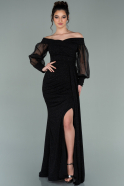 Длинное Вечернее Платье Черный ABU2218