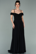 Длинное Шифоновое Вечернее Платье Черный ABU1657