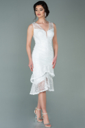 Короткое Платье С Чешуей Белый ABK1308