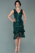 Короткое Платье С Чешуей Изумрудно-зеленый ABK1308