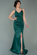 Атласное Выпускное Платье Русалка Изумрудно-зеленый ABU2220