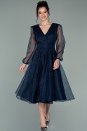 Миди Пригласительное Платье Темно-синий ABK1315