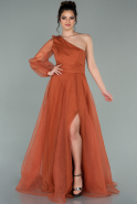 Длинное Вечернее Платье Цвет корицы ABU2229