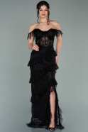 Длинное Вечернее Платье Черный ABU1596