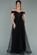 Длинное Вечернее Платье Черный ABU2169