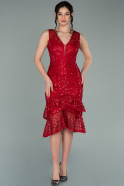 Короткое Платье С Чешуей красный ABK1308