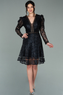 Короткое Кружевное Платье Черный ABK1269
