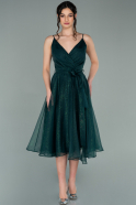Миди Вечернее Платье Изумрудно-зеленый ABK1317