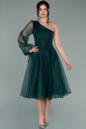 Миди Вечернее Платье Изумрудно-зеленый ABK1318