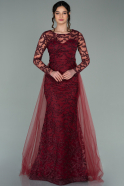 Длинное Вечернее Платье Бордовый ABU2237