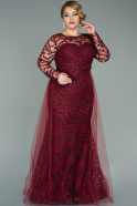 Длинное Свободное Вечернее Платье Бордовый ABU2238