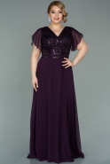 Длинное Шифоновое Вечернее Платье Пурпурный ABU2240