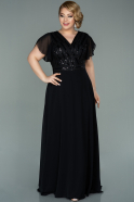 Длинное Шифоновое Вечернее Платье Черный ABU2240