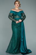 Длинное Вечернее Платье Изумрудно-зеленый ABU2200