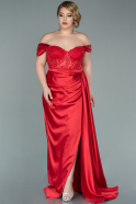 Большое Атласное Платье красный ABU2086