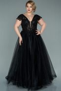 Длинное Свободное Вечернее Платье Черный ABU2244