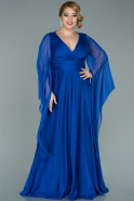 Длинное Шифоновое Вечернее Платье Ярко-синий ABU2246