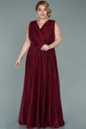 Длинное Свободное Вечернее Платье Бордовый ABU2247