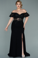 Большое Длинное Кружевное Вечернее Платье Черный ABU2248
