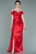 Длинное Атласное Вечернее Платье красный ABU2249
