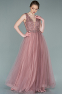 Длинное Помолвочное Платье Пыльно-розовый ABU1330