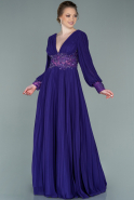 Длинное Шифоновое Вечернее Платье Пурпурный ABU2183