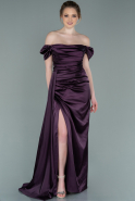 Длинное Атласное Платье Для Помолвки Пурпурный ABU1606