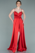 Длинное Атласное Выпускное Платье красный ABU2262