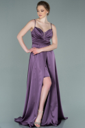 Длинное Атласное Выпускное Платье Лавандовый ABU2262