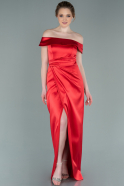 Длинное Атласное Вечернее Платье красный ABU2260