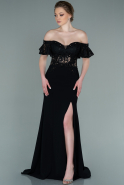 Длинное Вечернее Платье Из Кружева Черный ABU2261