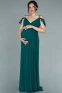 Длинное Вечернее Платье Для Беременных Изумрудно-зеленый ABU756