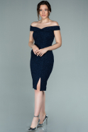 Короткое Платье На Приглашение Темно-синий ABK1343